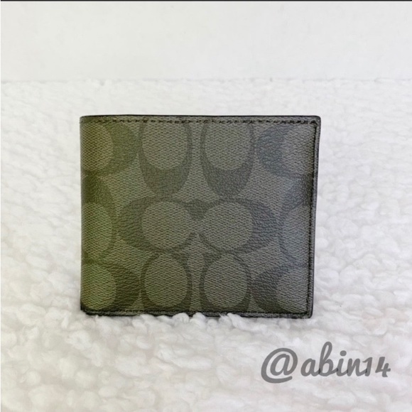 NWT Coach Signature Leather Canvas ID Billfold Wallet - Picture 2 of 9